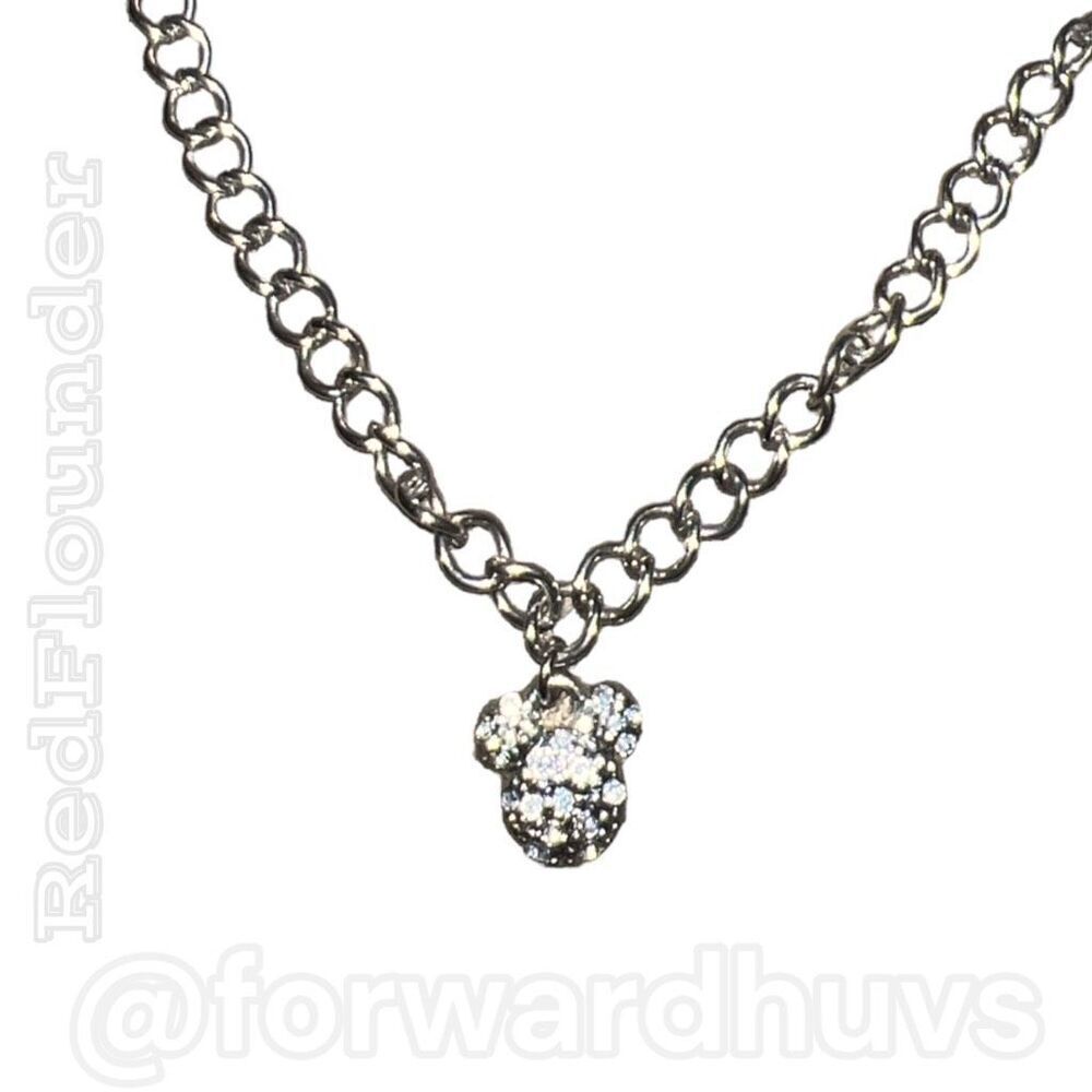 Disney Clear Rhinestone Mickey Mouse Ear Necklace - Sparkling Elegance
